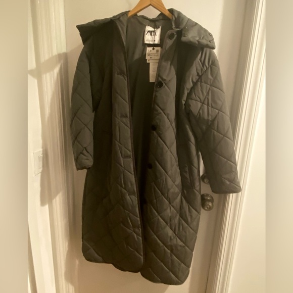 Zara women’s NWT water repellant green/grey coat size XS - Picture 6 of 15
